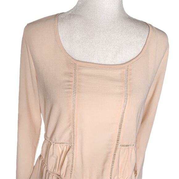 Harlowe & Graham Long Sleeve Tiered Ruffle Hi-Low Top Pink Small - Picture 4 of 12